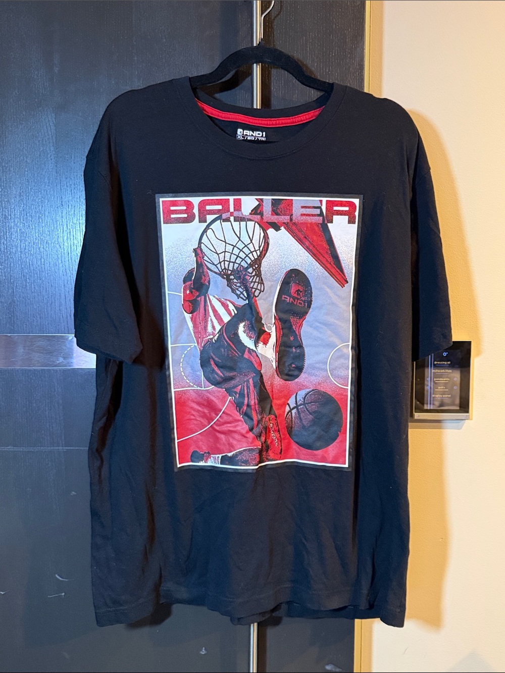 AND1 Black Tee with Red Trim